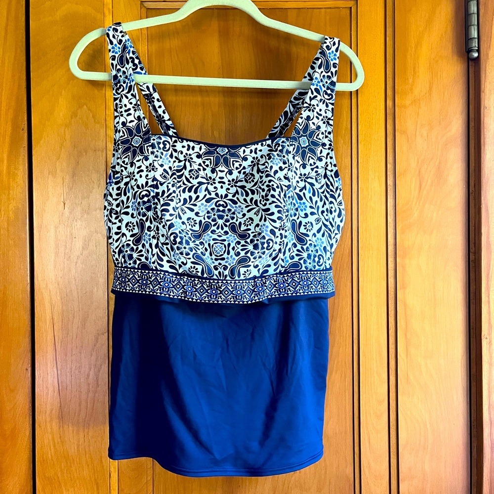 Lands' End Square Neck Underwire Tankini Top SZ 18W